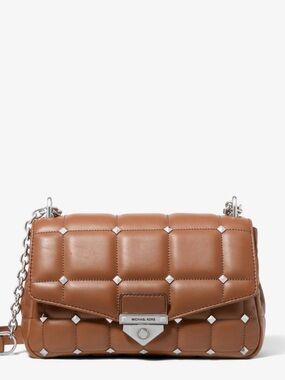Michael Kors Quilted Tan Leather Chain Crossbody